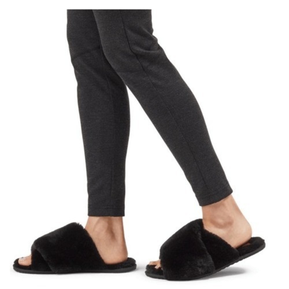 Sorel Go Mail Run Faux Fur Cotton Slippers, Cozy House Shoes, Black, Size 9, NWT